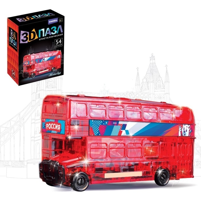 Конструктор кристаллический 3Д пазл "Лондонский автобус" (54 дет.)