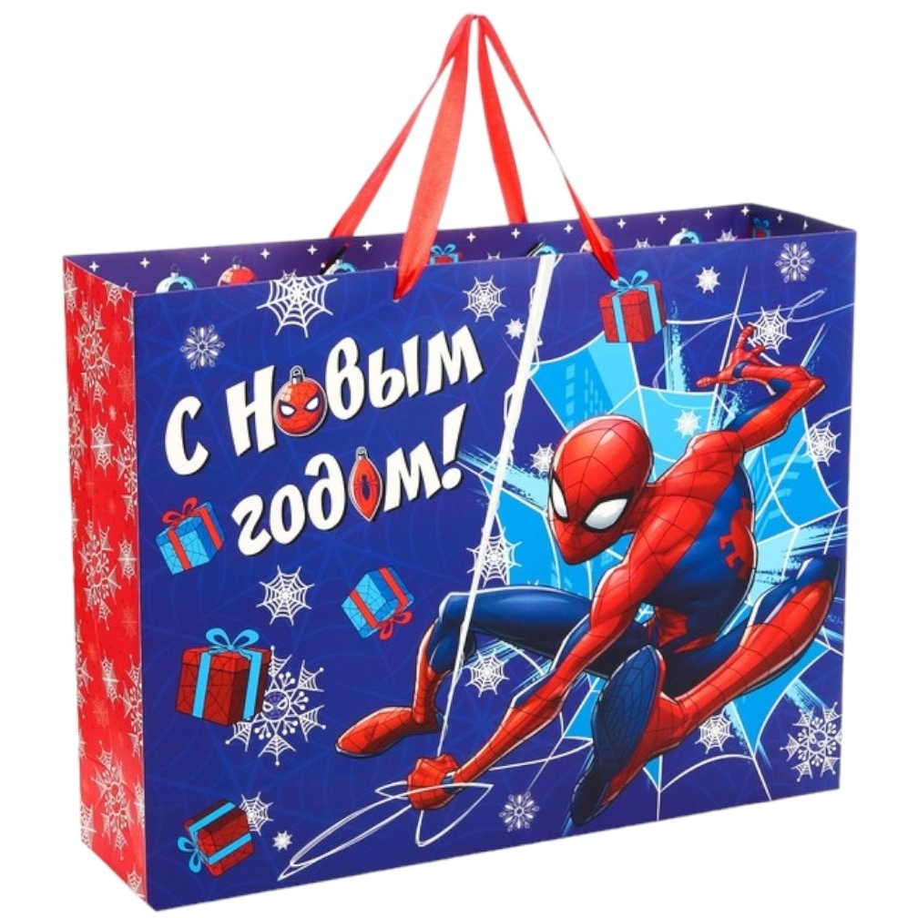 Пакет подарочный "С новым годом" Человек-паук (40х31х11 см)
