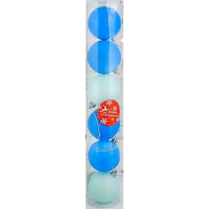 Набор шаров "Неон" (голубой, пластик, 6 см, 6 шт.)