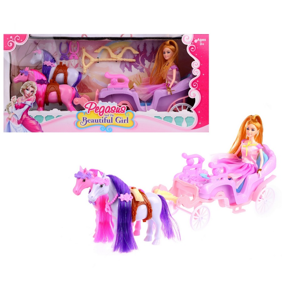 Карета с лошадьми и куклой "Принцесса" (4 предмета, свет, звук) 686-759