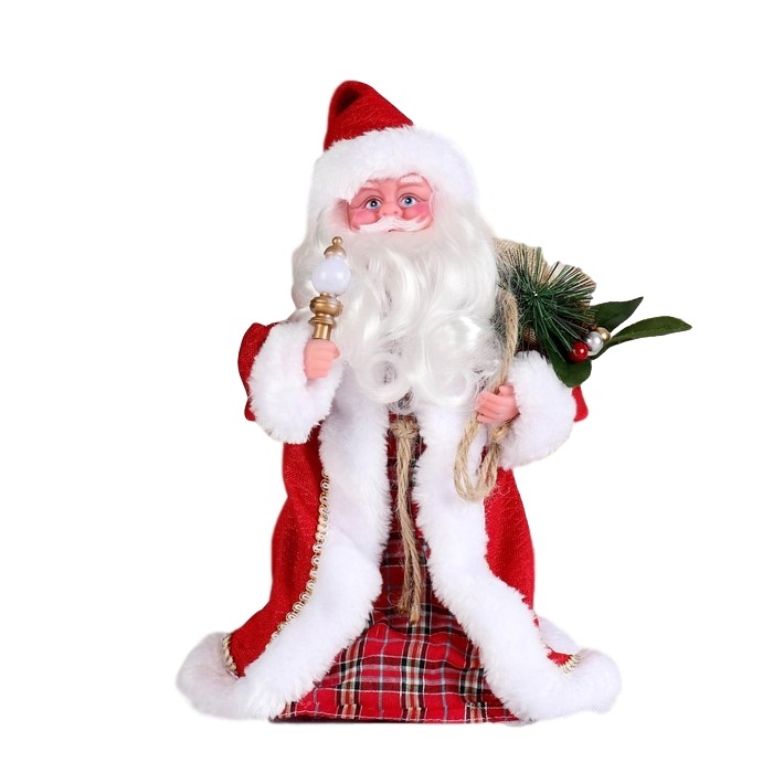 Кукла "Дед мороз с подарками" (в красной шубке, 29 см)