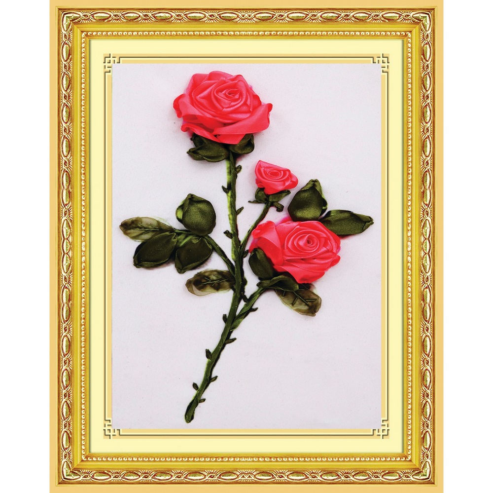 Набор для вышивания лентами "Красная роза" (28х43 см)