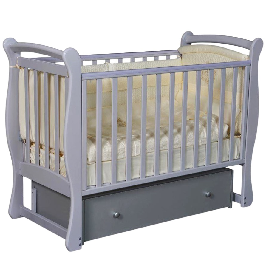 Кровать детская "luiza-3" (универсальный маятник, автостенка съемная, съемн.ламели, ящик) (серый)