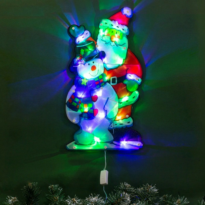 Фигура "дед мороз и снеговик" 24х45 см, пластик, 20 led, 240v мульти 4364268