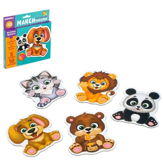 Макси-пазлы "Весёлые зверята" (10 эл.)
