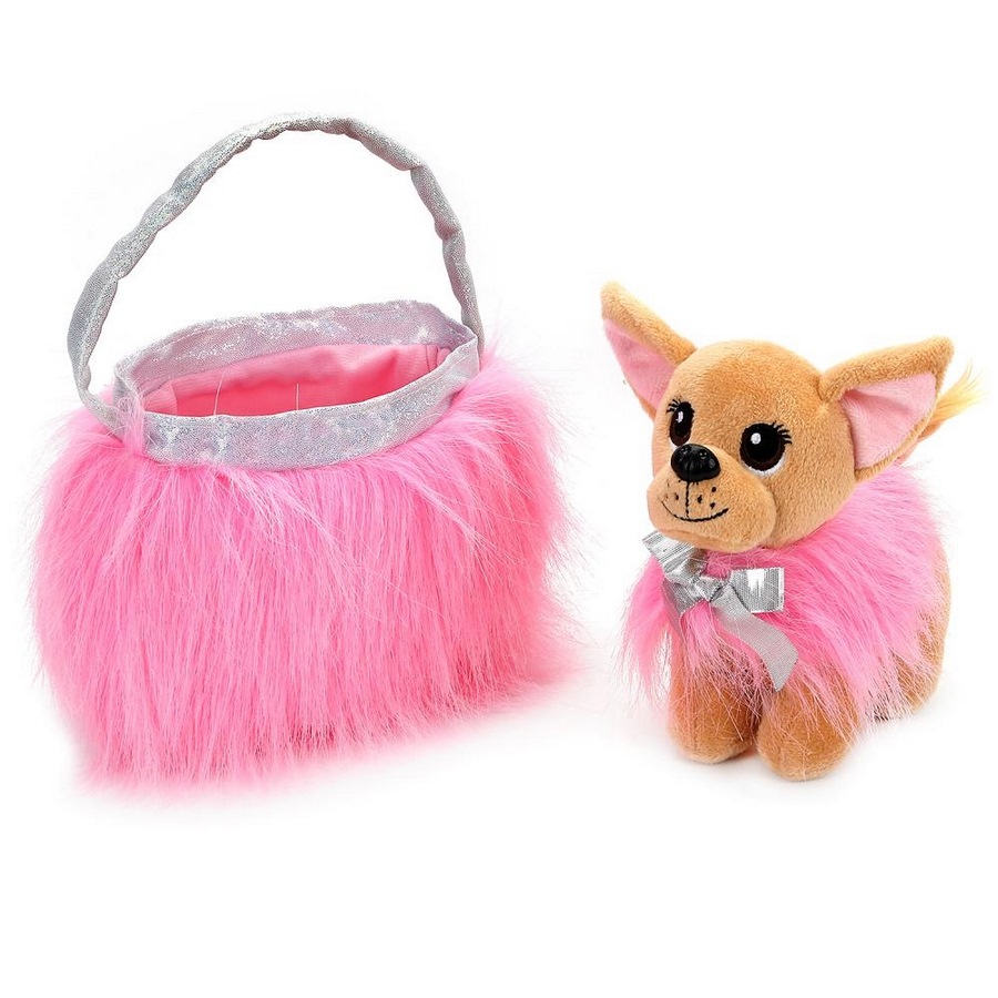 Мягкая игрушка собака чихуахуа 19см в розовой сумочке, в пак. (русс. уп.) "мой питомец" в кор.24шт
