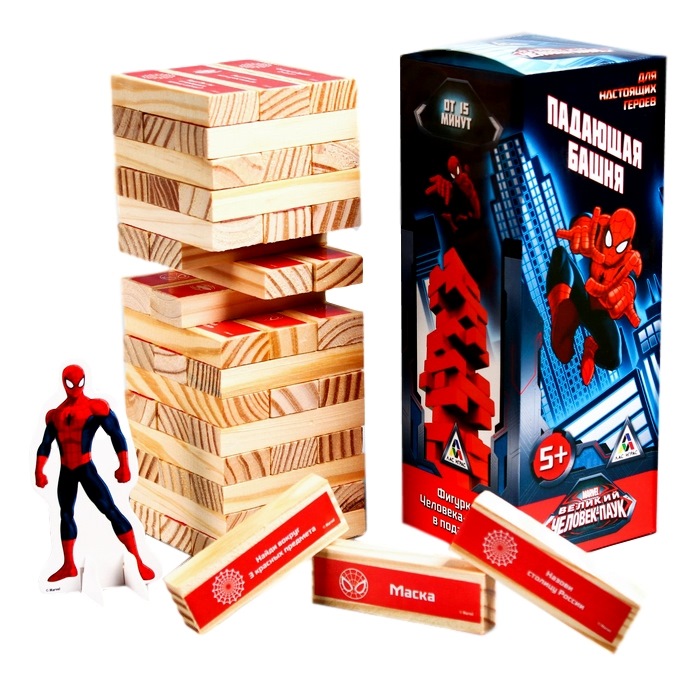 Падающая башня "Для настоящих героев" Человек паук (17.7х5.3х5.3 см)