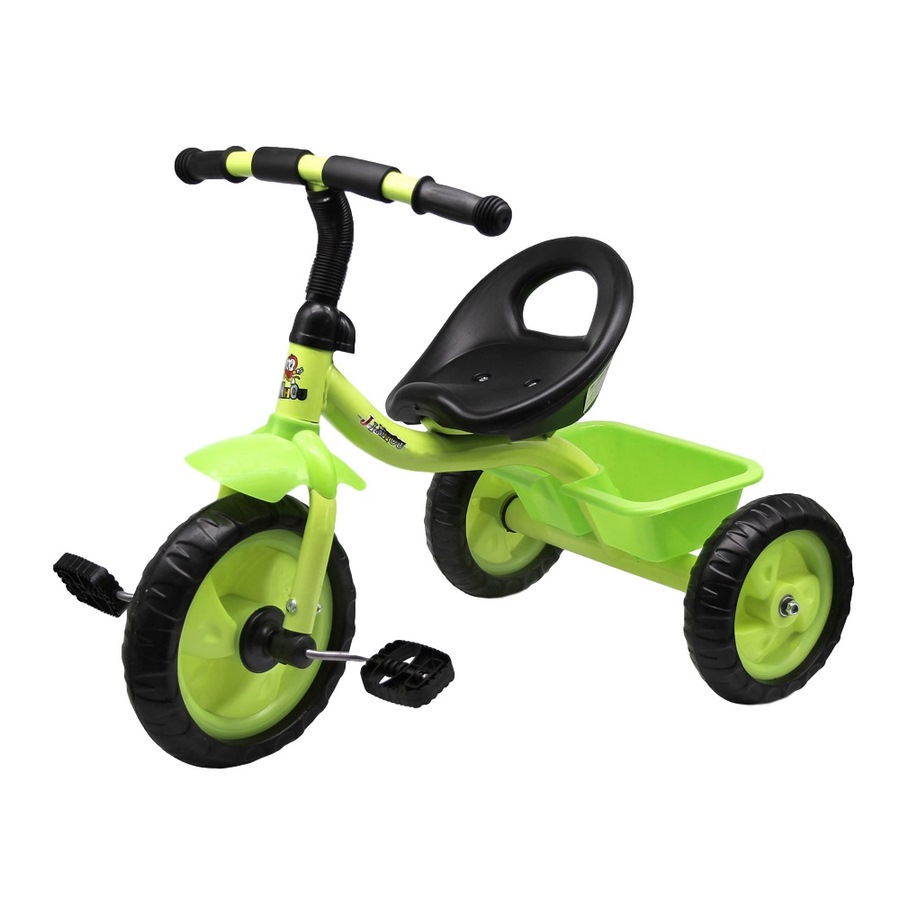 Детский трехколесный велосипед, колеса пластик 10/8". без бутылки, без фары. цвет микс(син,зел,оран). отгрузка упак.