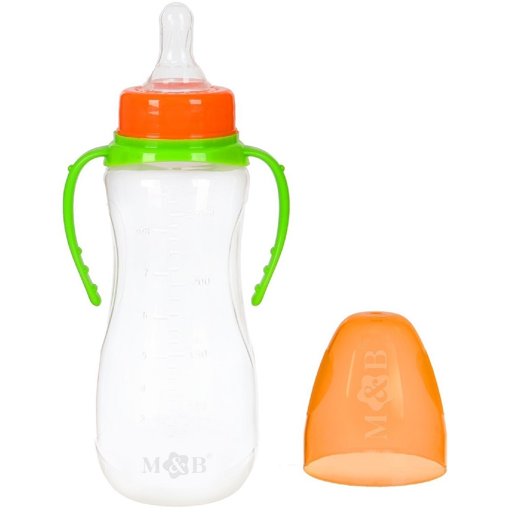 Бутылочка Mum&Baby (250 мл приталенная, с ручками, зеленый)