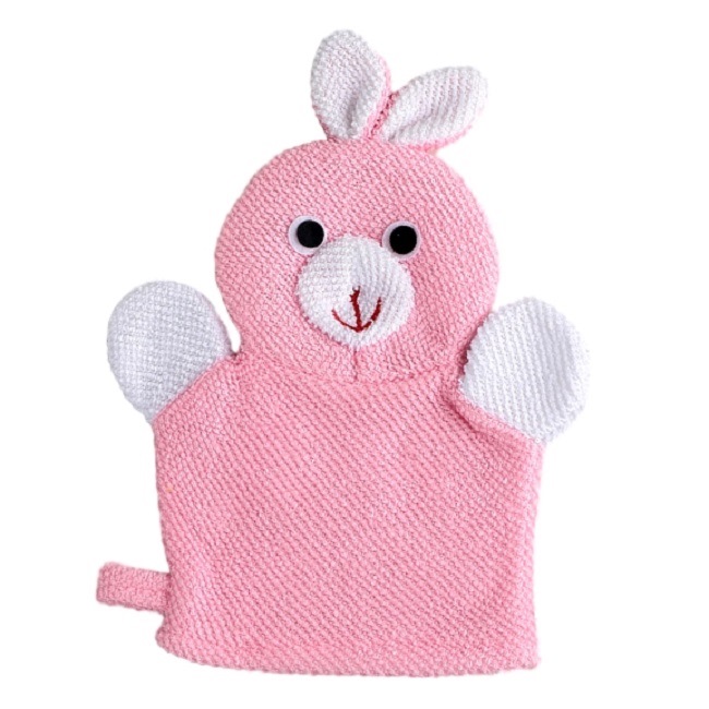 Мочалка варежка детская 23 см зайка петля 578731