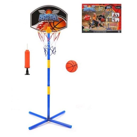 Набор напольный баскетбол, стойка высота 124 см, щит 35*25 см, мяч, насос, коробка