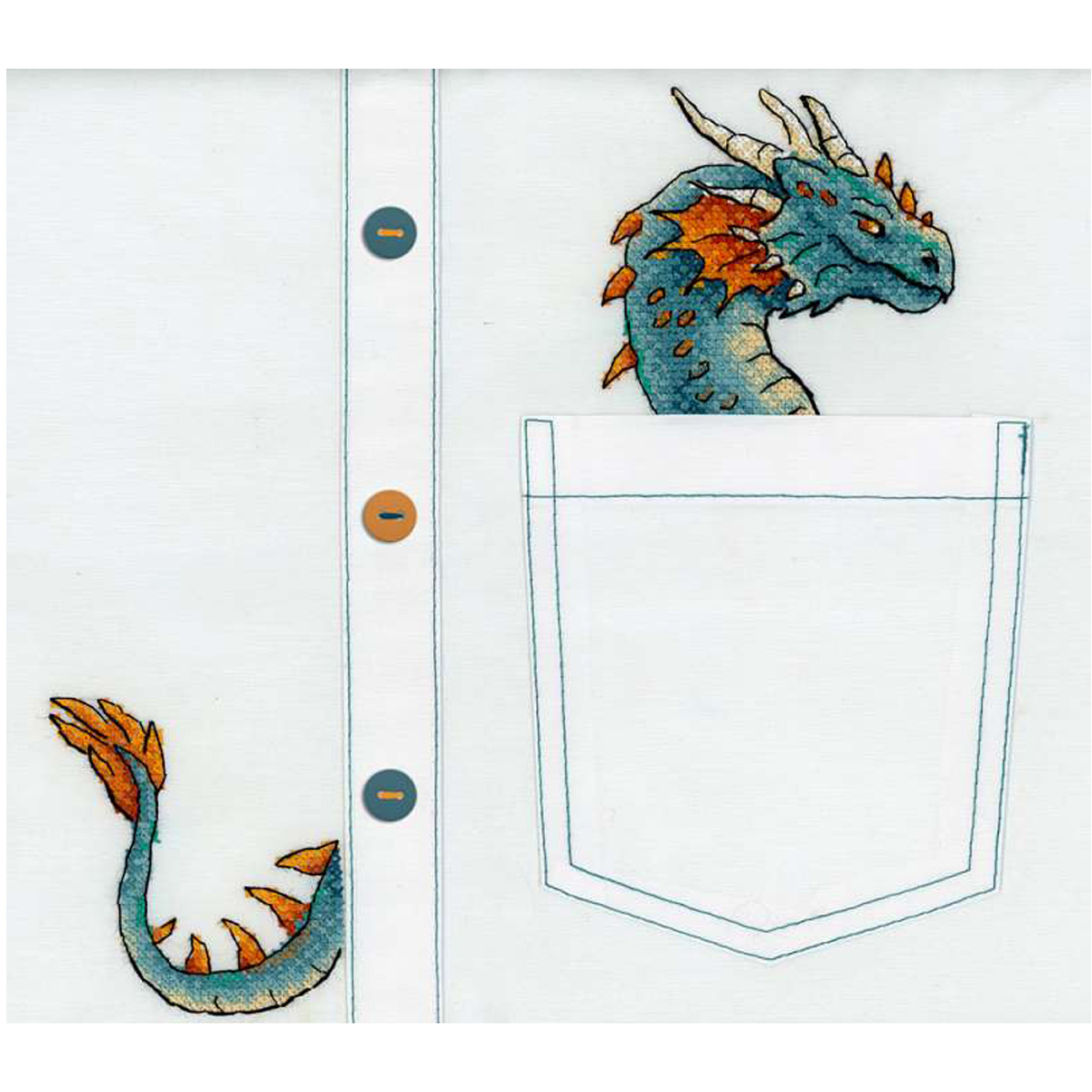 Набор для вышивания "Благородный дракон" (мулине 11 цв, 7х8 см)