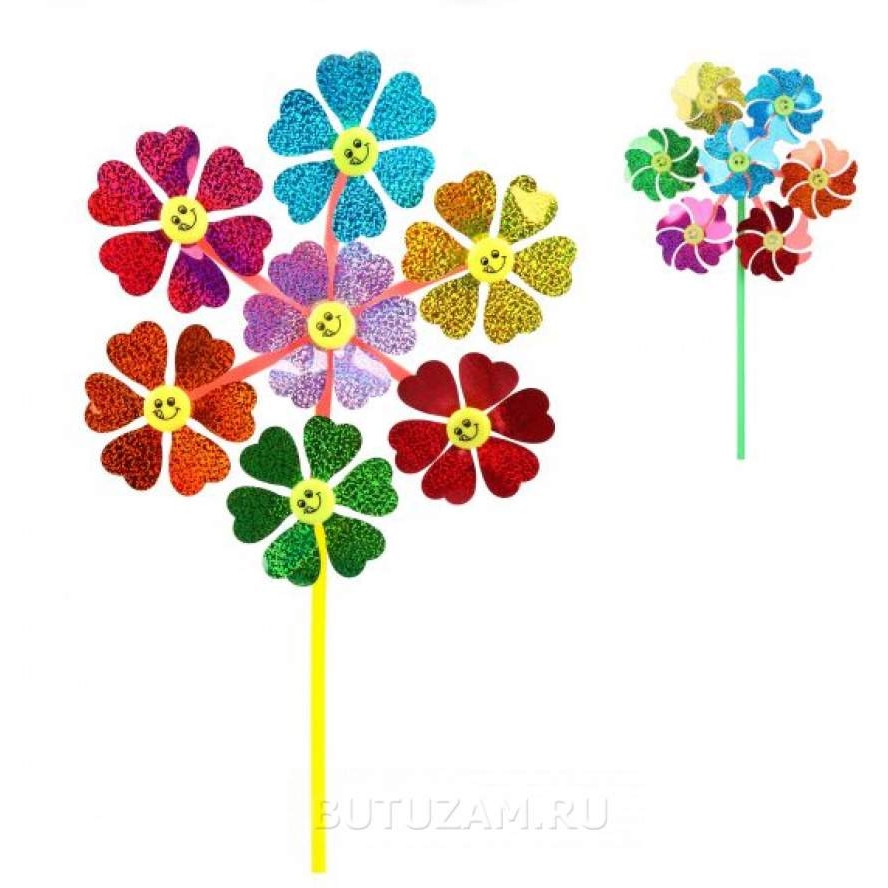 Вертушка цветы 7в1 "Голограмма" (51 см)
