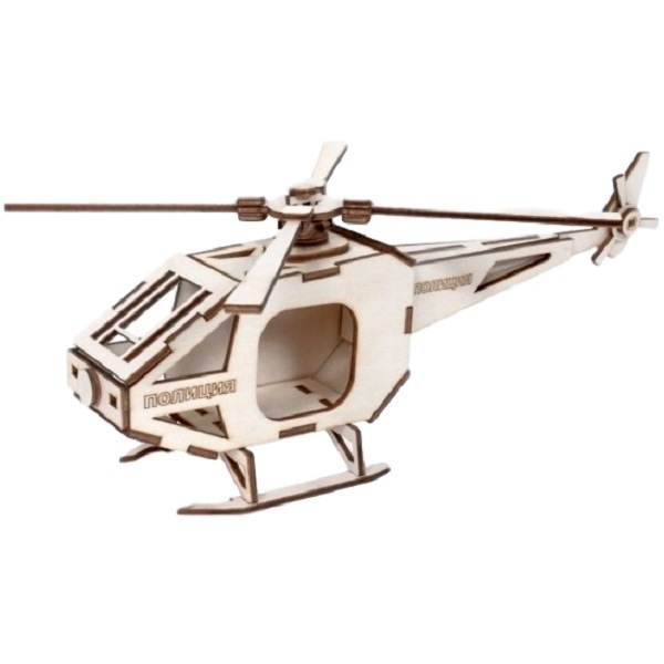Сборная модель Lemmo Вертолет Полиция (47 дет, дерево)