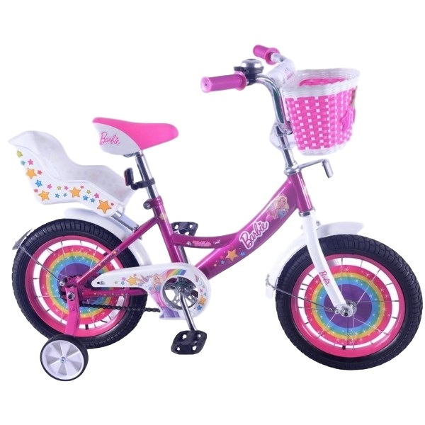 Велосипед 14" Барби" (розово-белый, страховочные колеса)