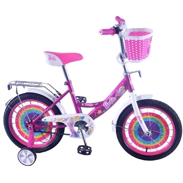 Велосипед 16" "Барби" (розово-белый, страховочные колеса)