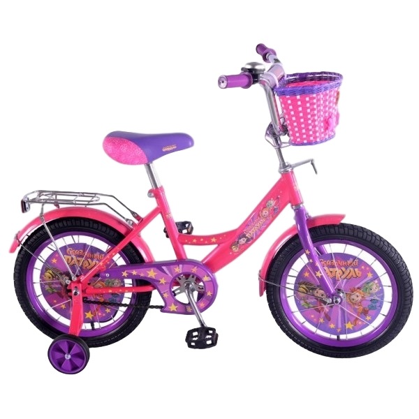 Велосипед 16" "Сказочный патруль" (розовый, страховочные колеса)