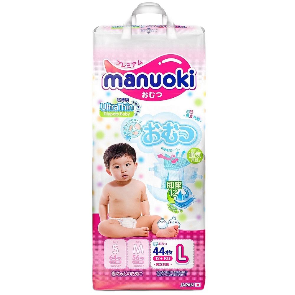 Подгузники Manuoki Ultrathin L (12+ кг, 44 шт)