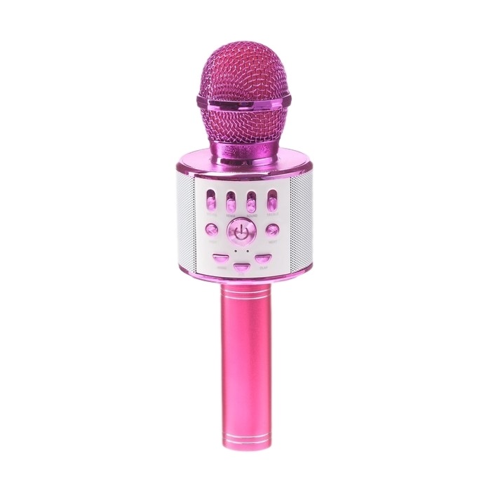 Микрофон для караоке LuazON (5 Вт, 1800 мАч, коррекция голоса, подсветка, розовый) 4495052