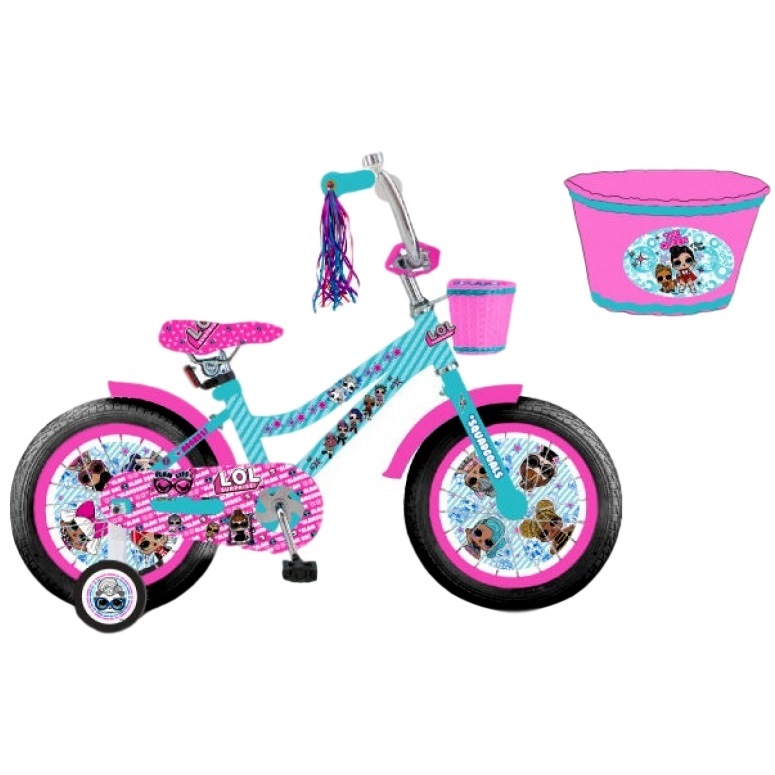 Велосипед 12" "Лол" (розово-голубой, страховочные колеса)