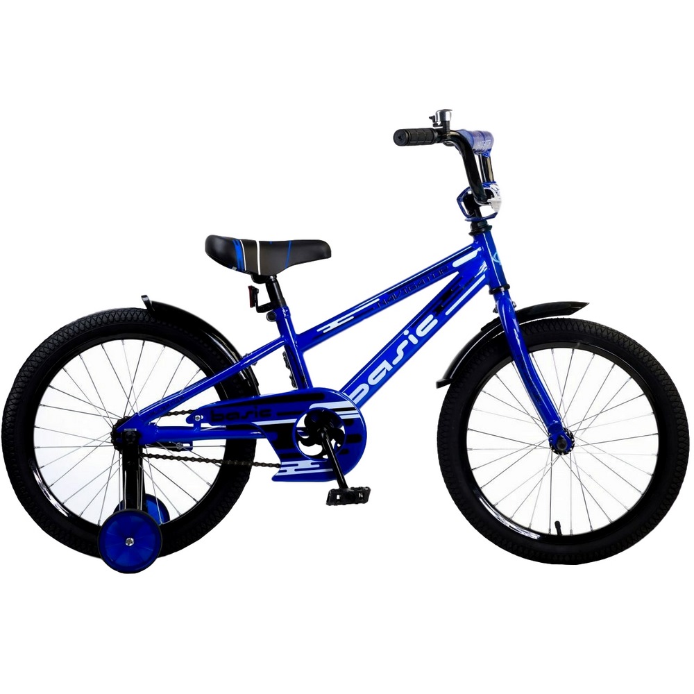 Велосипед 18" Navigator Basic (синий, страховочные колеса)