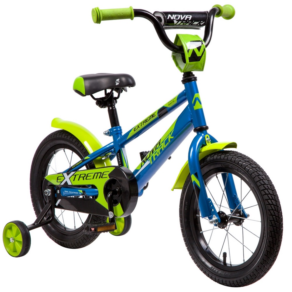 Велосипед 16" Novatrack Еxtreme (синий с зеленым)