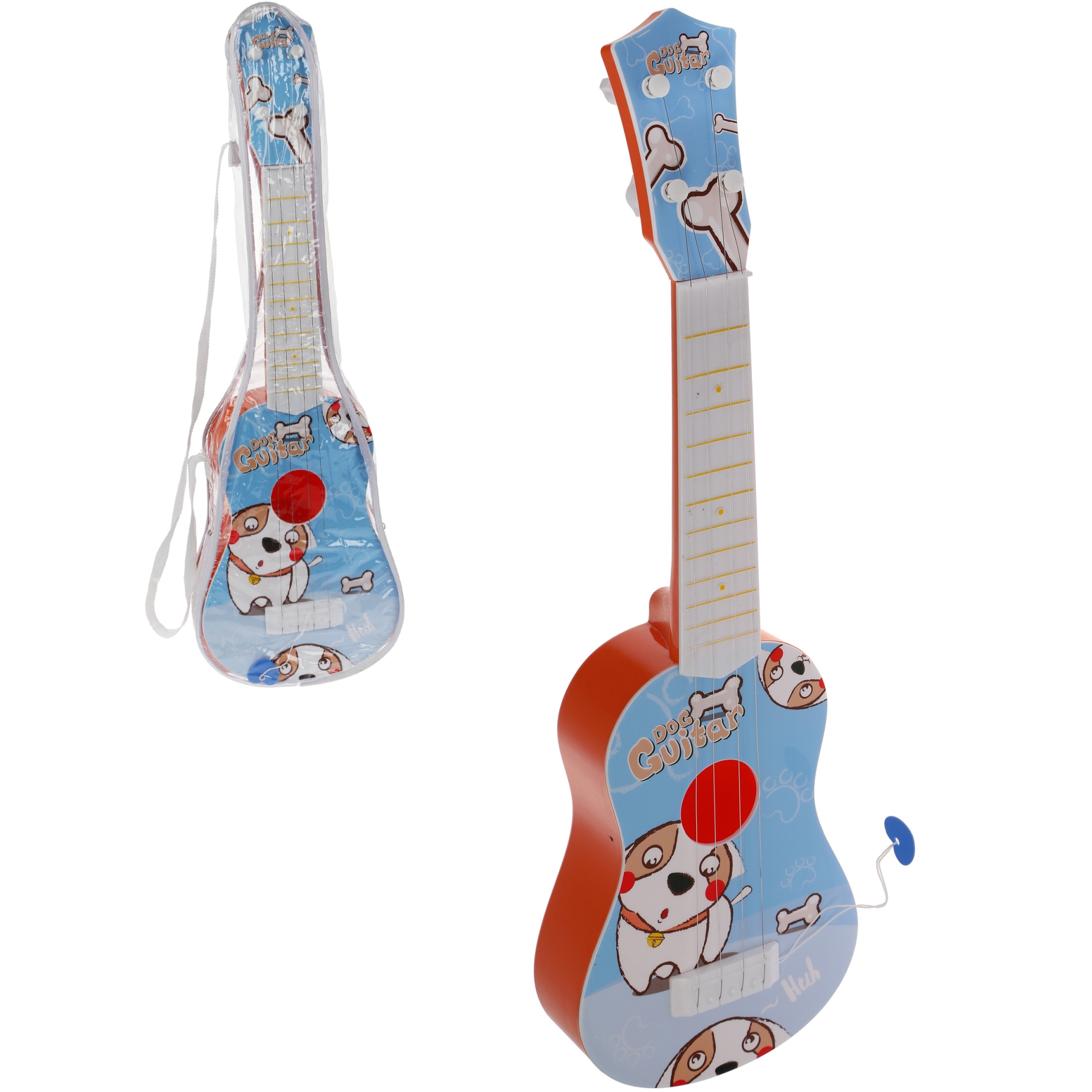 Гитара пластиковая Дружок 4 струны, в ассорт., чехол 8046A