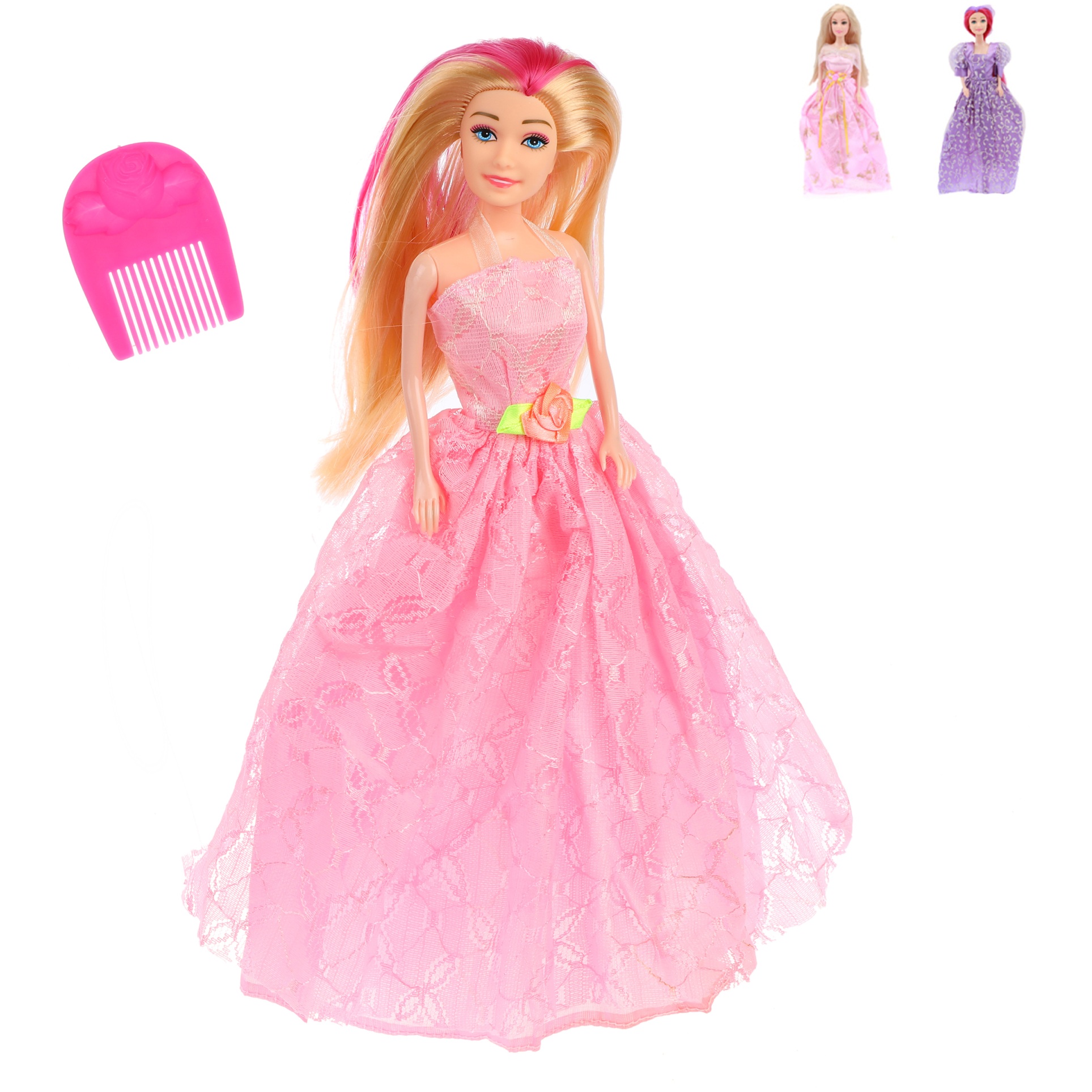 Кукла "Красотка" в нарядном платье (цветная прядка, 27 см)