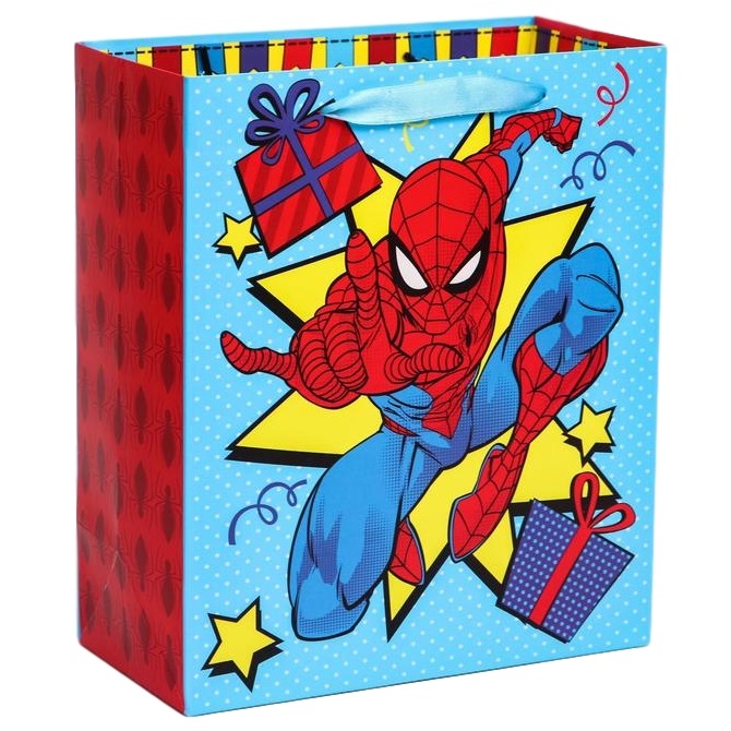 Пакет ламинат вертикальный "С Днем Рождения!", Человек-паук, 23х27х11,5 см 4628815