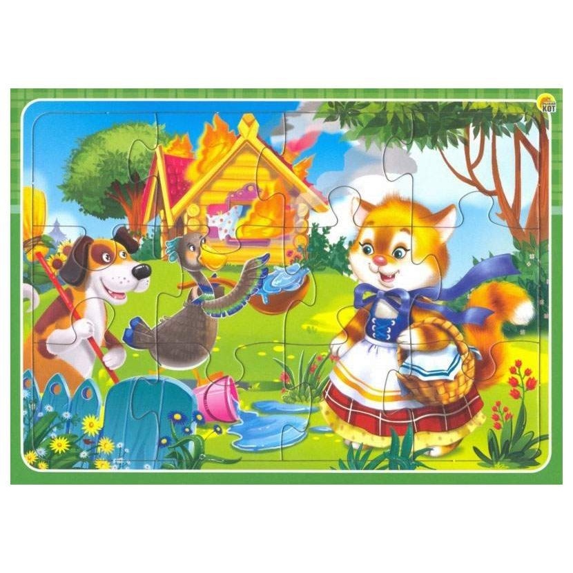 Пазлы-рамка "Кошкин дом" (12 эл, 15х21 см) п-0453