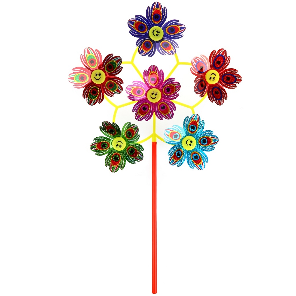 Вертушка цветик с листочками 6в1 "Голограмма" (53 см)
