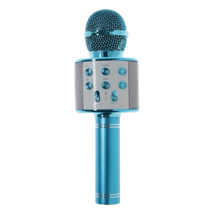 Караоке-микрофон Belsis (встроенная колонка, bluetooth, ФМ-радио, microsd, синий)