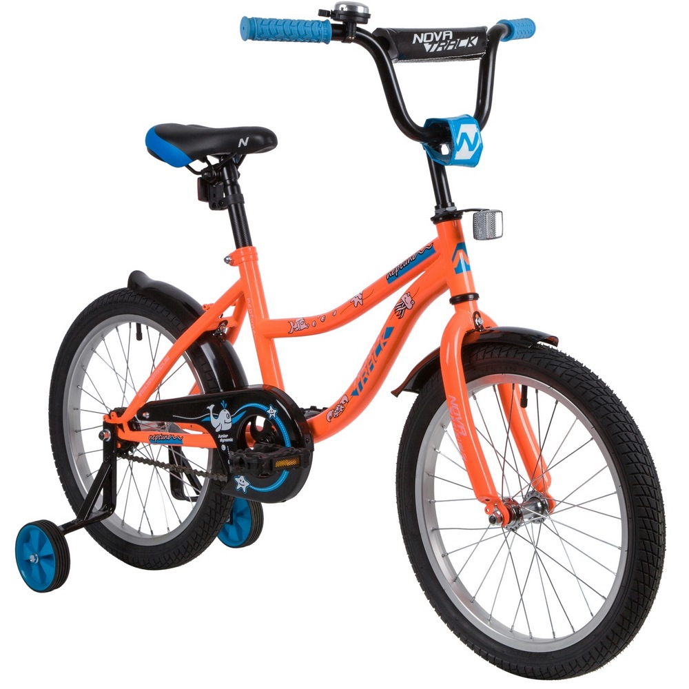Велосипед novatrack 20" neptune оранжевый, тормоз нож, крылья корот, защита а-тип 139700