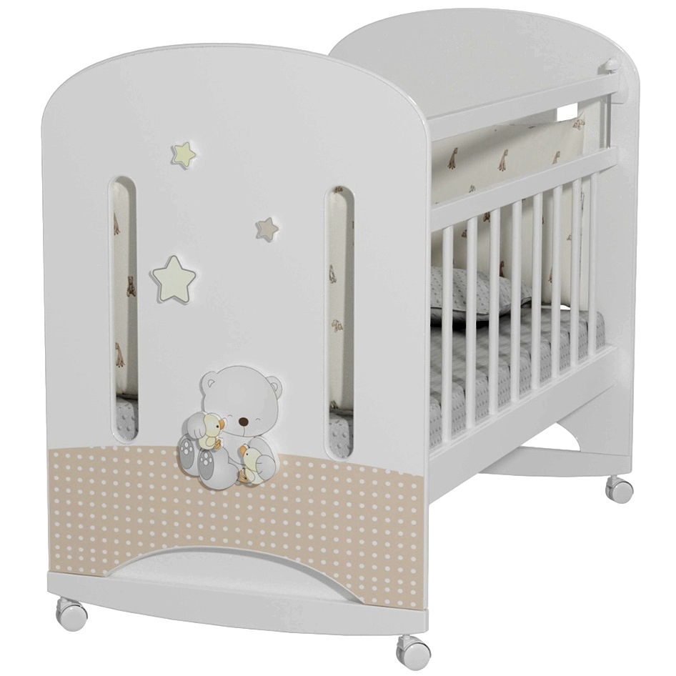 Кровать детская Amici Nuvola (колесо-качалка с маятником, белый)
