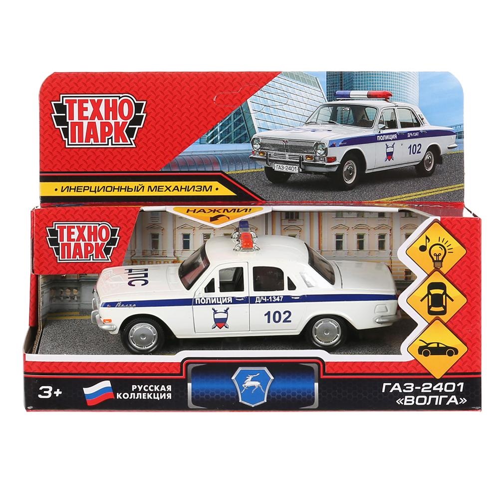 Машина Технопарк "Газ-2401 Волга Полиция" (свет, звук, белый, 12 см)