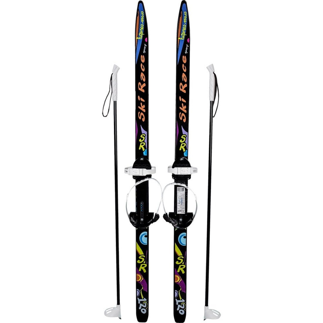Лыжи подростковые Ski Race (стеклопластик, крепление универсальное, с палками, 120/95 см) 332447-00