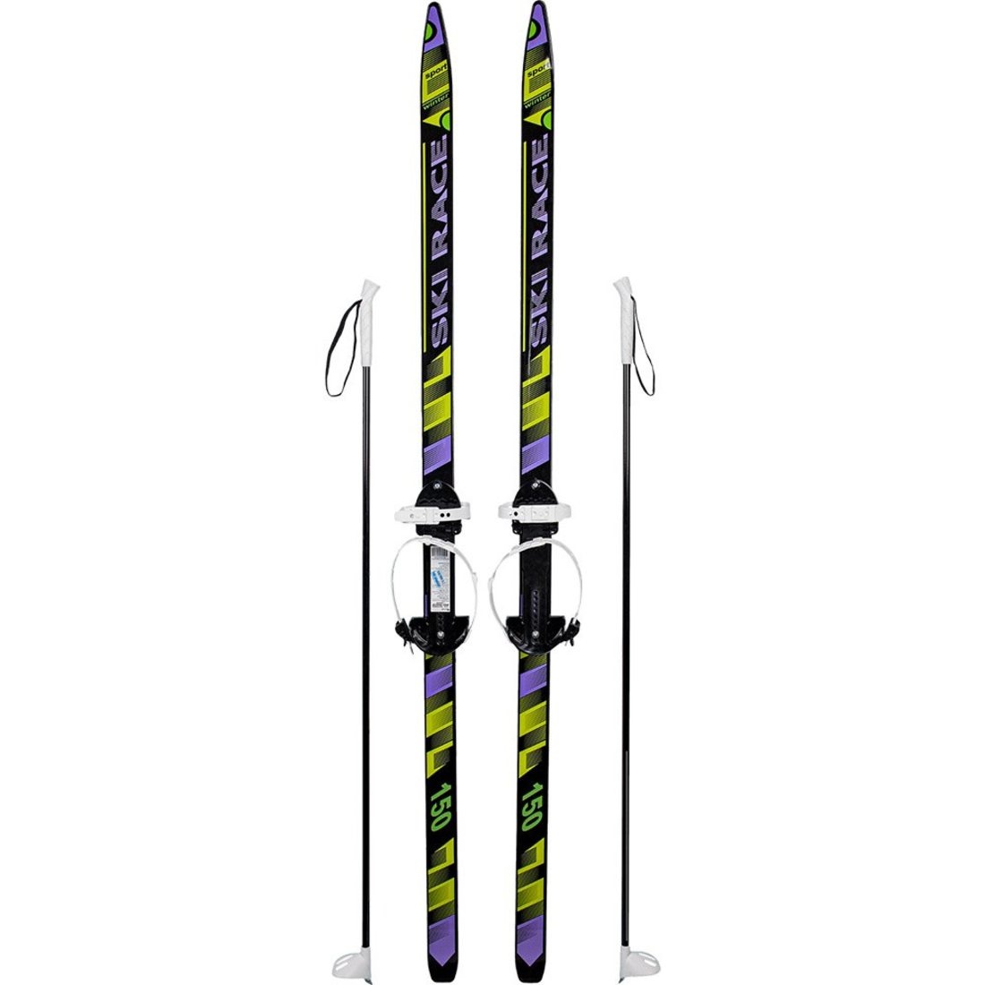 Лыжи подростковые Ski Race (стеклопластик, крепление универсальное, с палками, 150/110 см) 332508-00