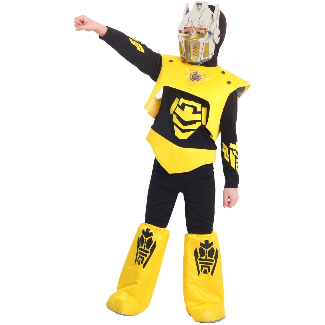 Карнавальный костюм "Робот" (рубашка с капюшоном,брюки,жилет,ботинки,маска) размер 110-56