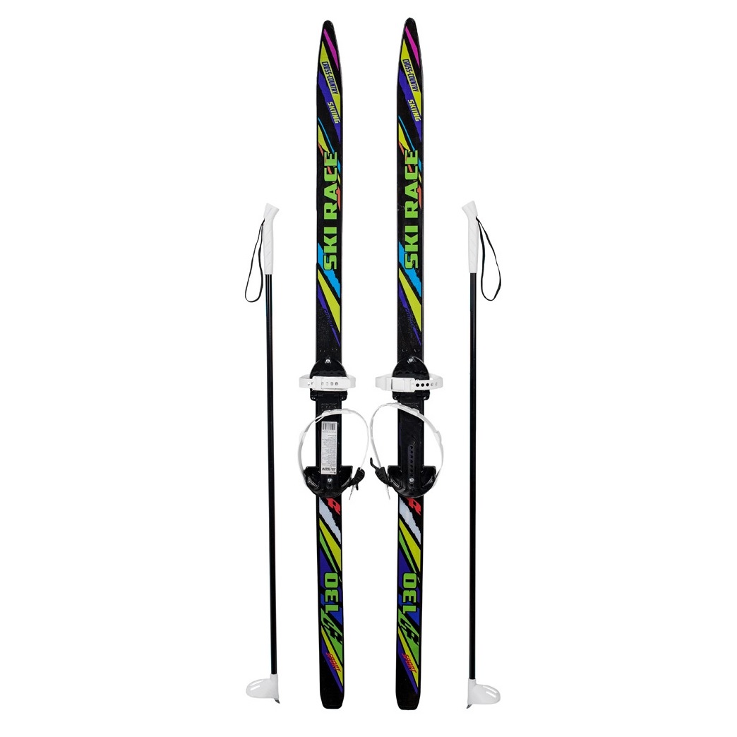 Лыжи подростковые Ski race (стеклопластик, крепление универсальное, с палками, 130/110 см)
