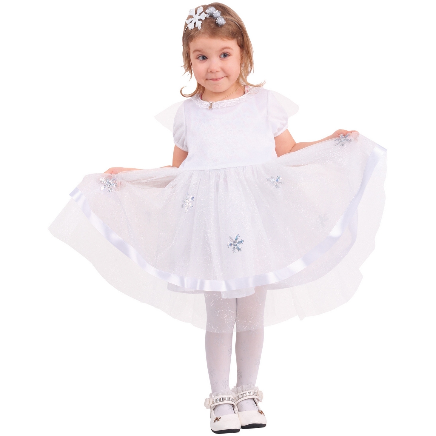Карнавальный костюм "Снежинка малютка" (платье, повязка) размер 110-56