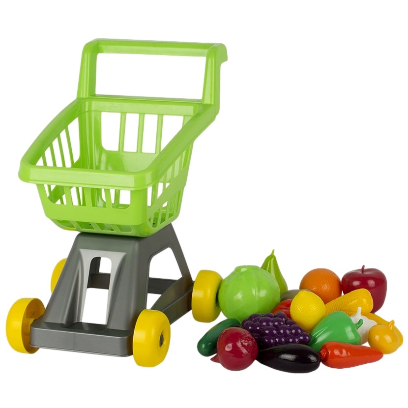 Тележка для супермаркета с фруктами и овощами