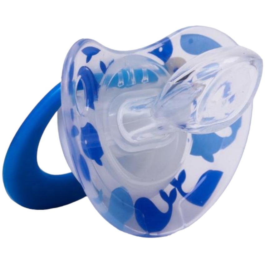 Пустышка от 3 мес., ортодонтическая, "кит", цвет голубой 4770914