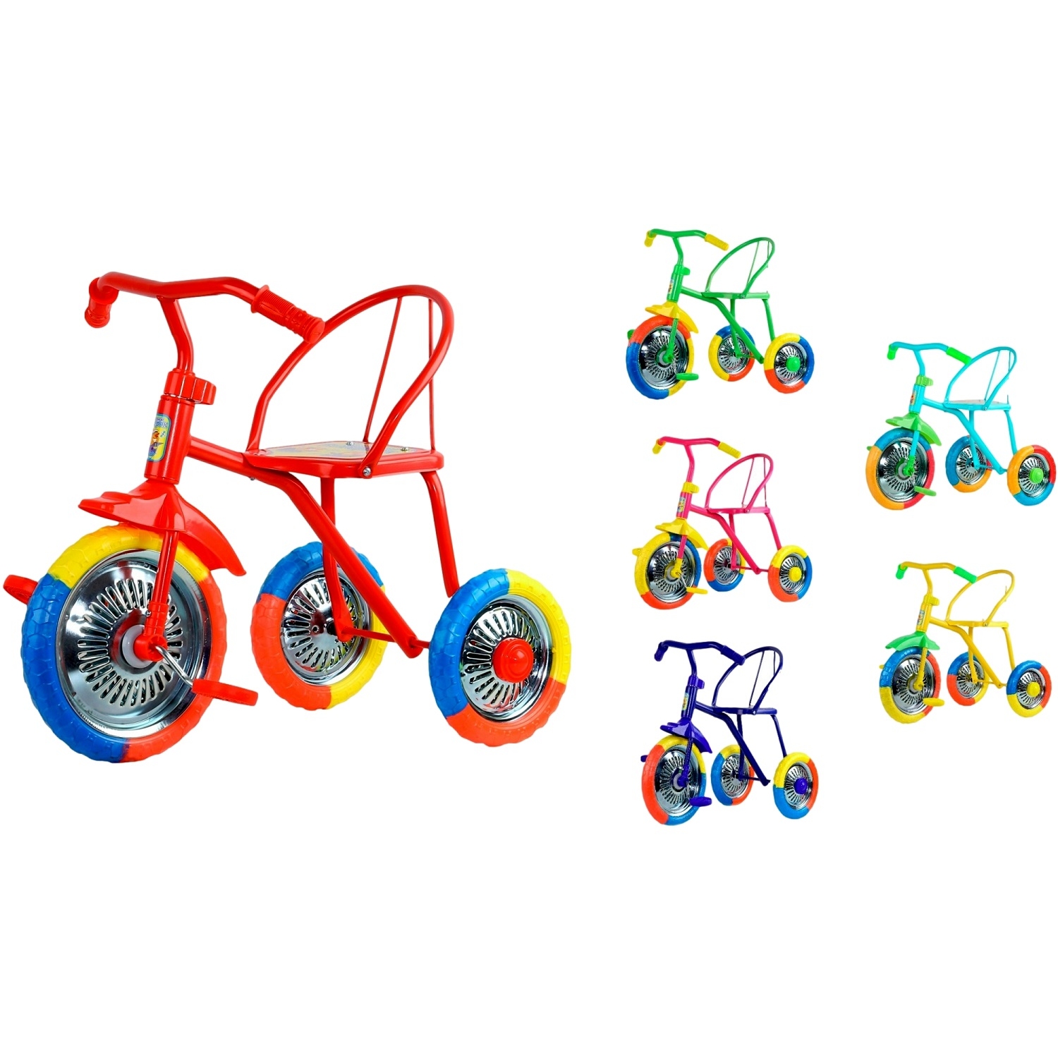 3х колесный велос. озорной ветерок, колеса eva 10/8, сиденье жестк., цвет микс (желтый, красный, зеленый, синий, голубой, розовый) (мультицвет)
