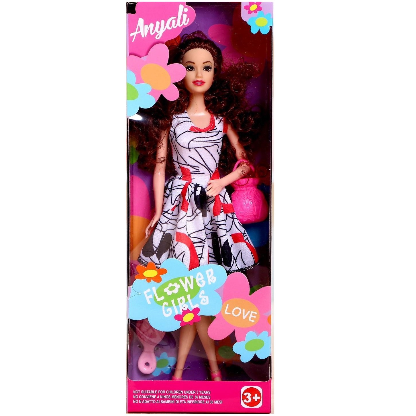 Кукла "Ася" в платье (сумочка, расческа, 29 см)