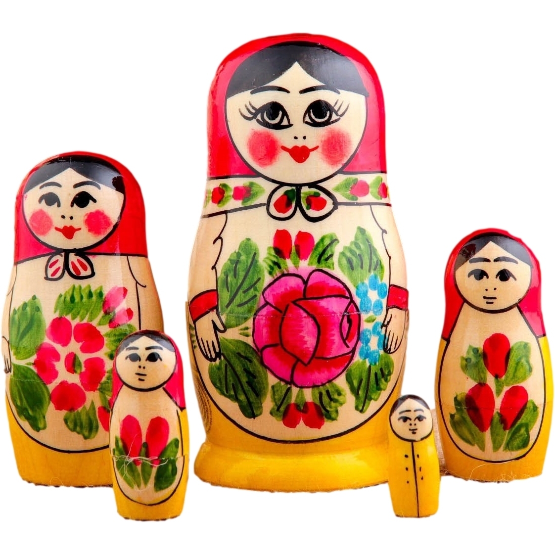Матрёшка «семёновская», красный платок, 5 кукольная, 12 см 3565016