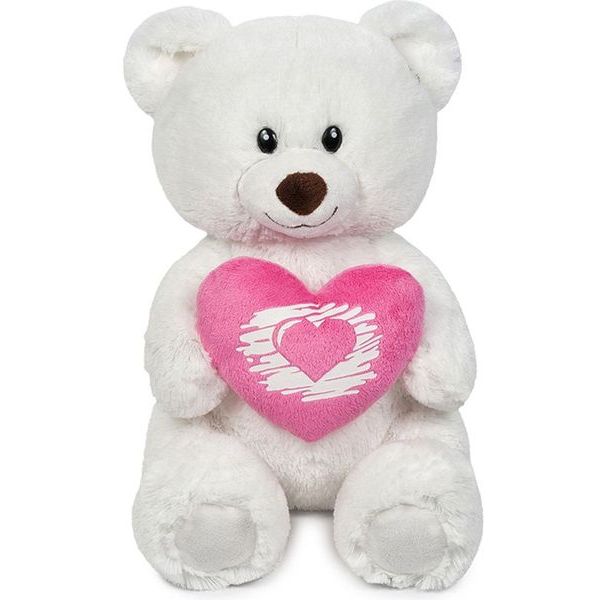 Мягкая игрушка maxitoys, мишка белый с сердцем, 23 см