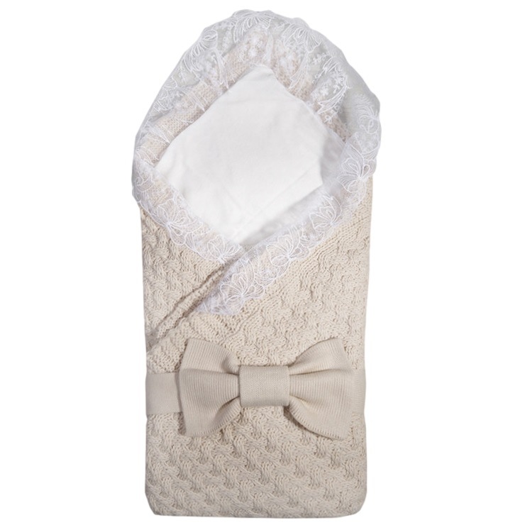 Комплект на выписку 4 предм. "маршмэллоу"(одеяло90*90 вязаное,одеяло утепл.бязь,уголок кулирка,пояс) (серый)