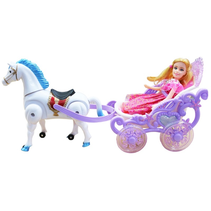 Кукла "Принцесса" в карете (свет, звук, лошадь, 29 см)