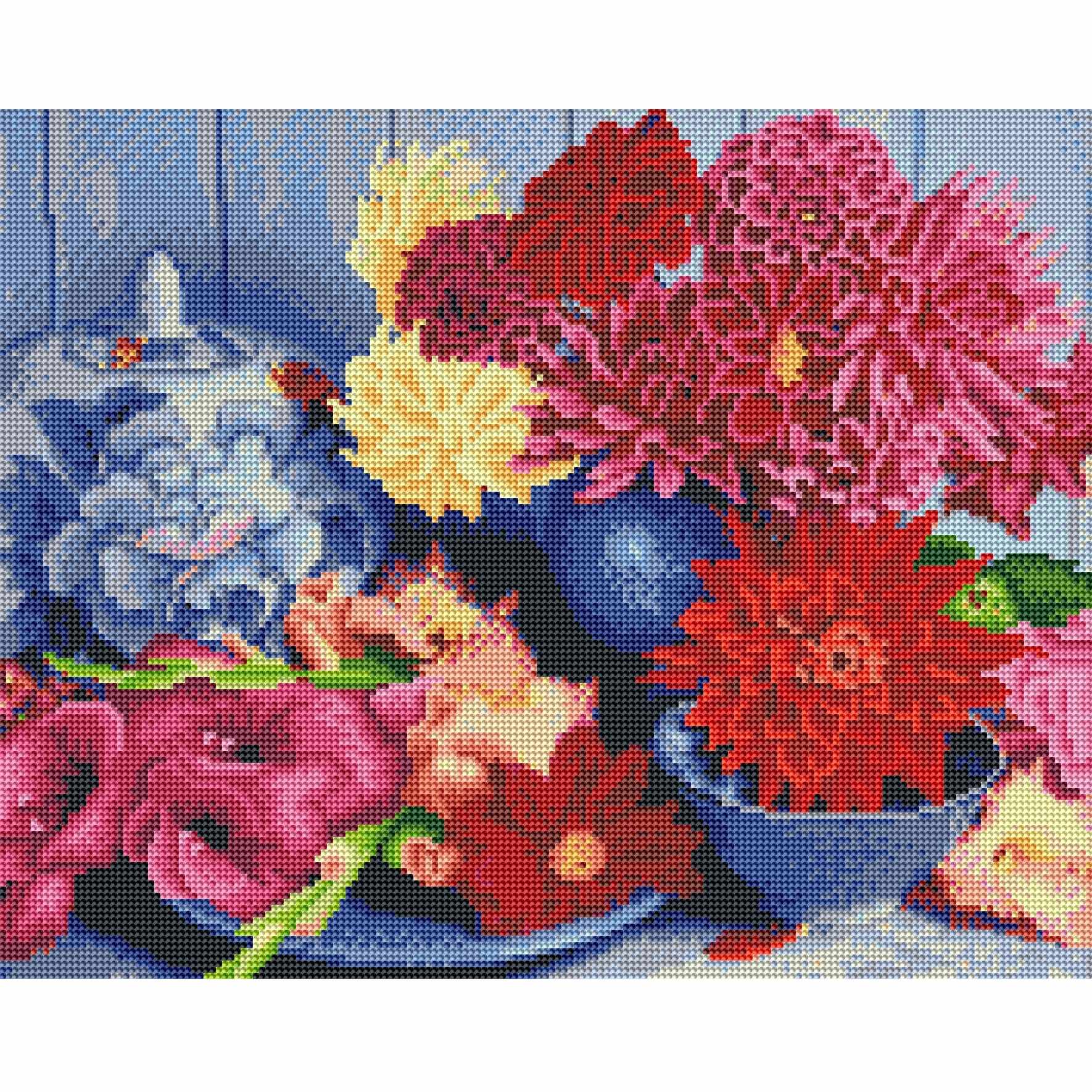 Алмазная мозаика "Яркие осенние цветы" (32 цвета, 40х50 см)