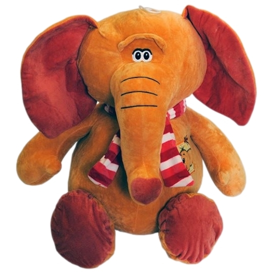 Мягкая игрушка "Слон с шарфом и вышивкой" (25x39x27 см)